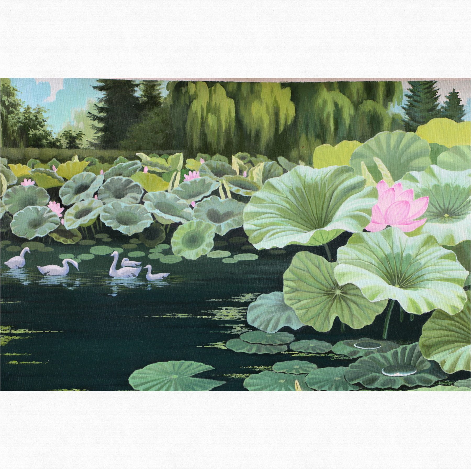 (朝鲜)全明松《夏日荷塘》白虎创作社 大卫画廊