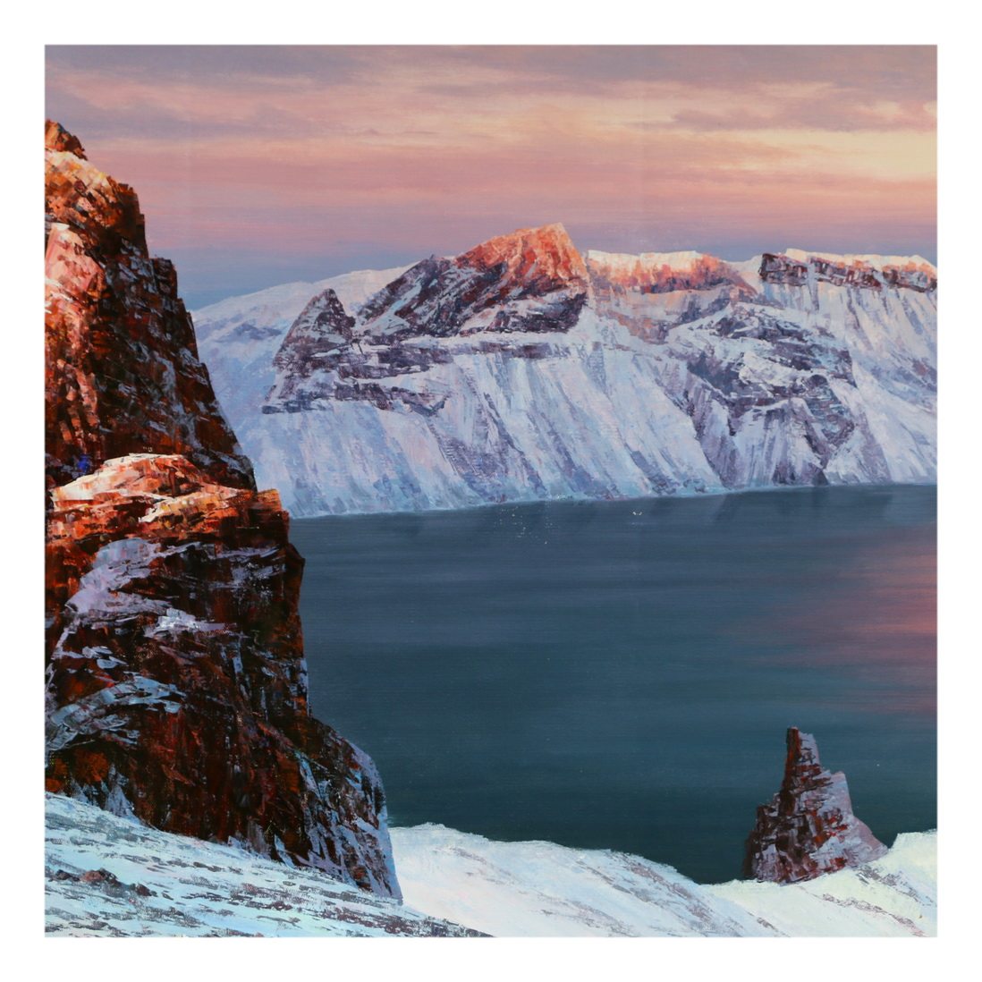 (朝鲜)2.5米 人民艺术家 李春植《天池-聚宝盆》白虎创作社