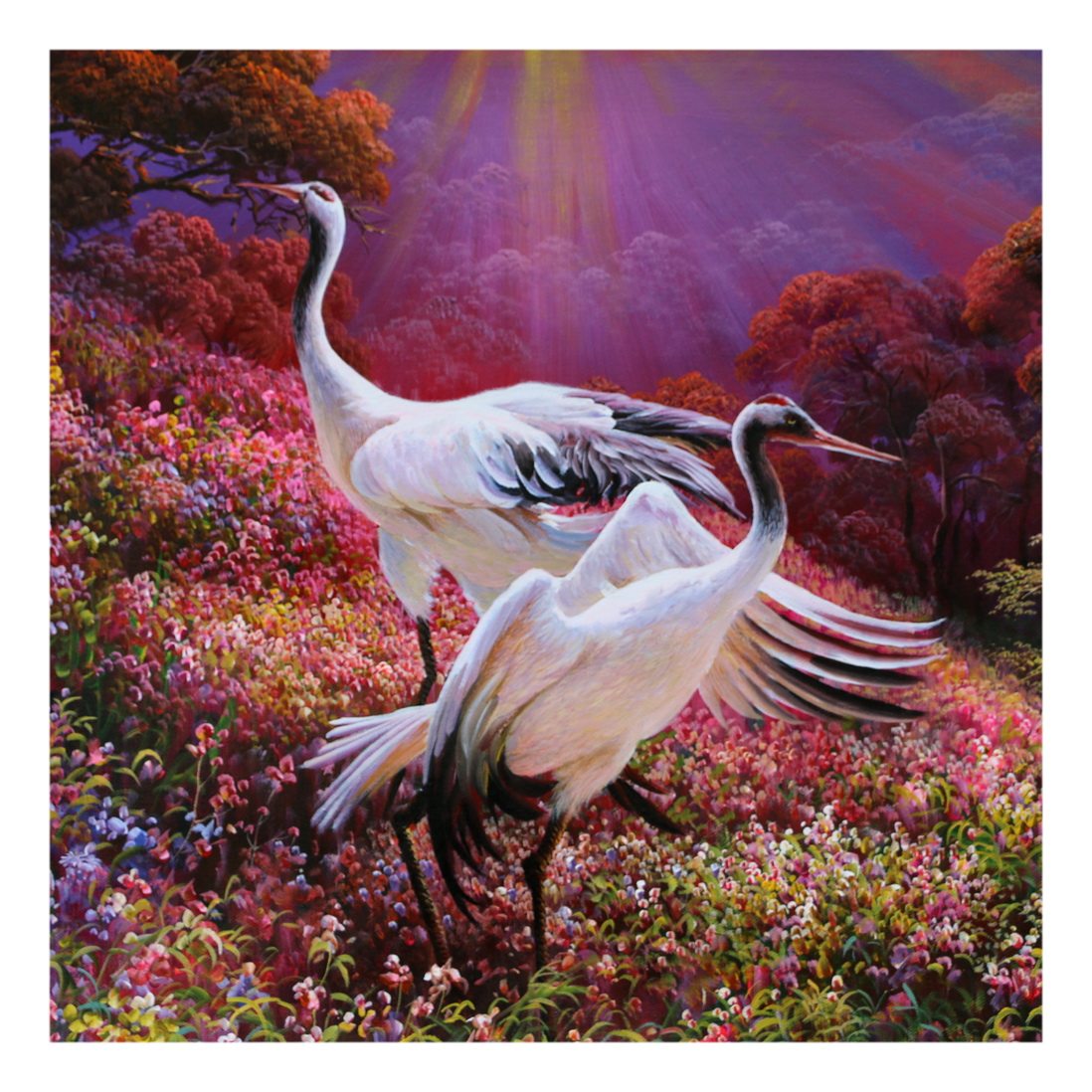 (朝鲜)金清《鹤鹤美美》万寿台美术创作社