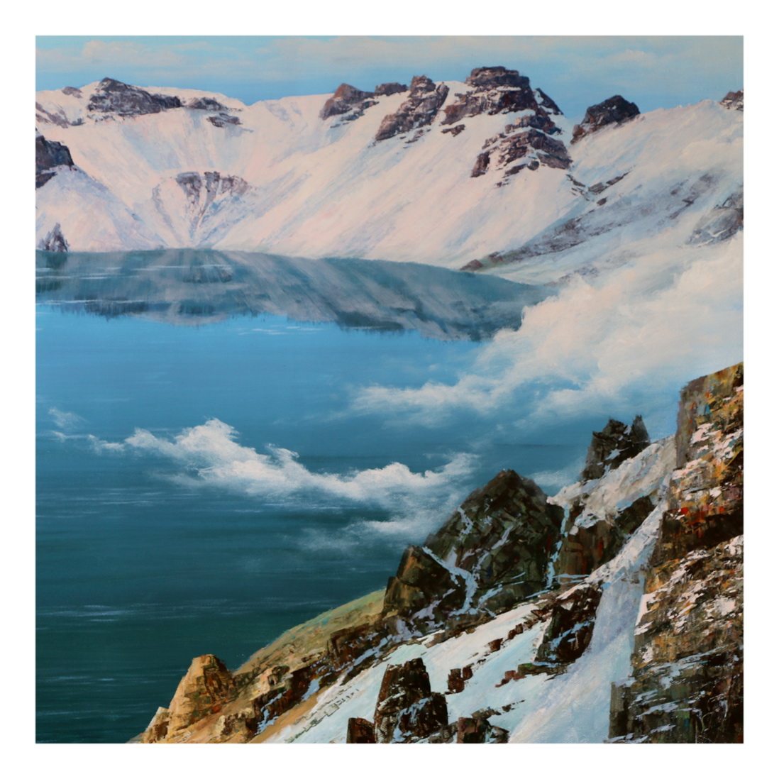 (朝鲜)人民艺术家 李春植《天池-聚宝盆》白虎创作社 大卫画廊