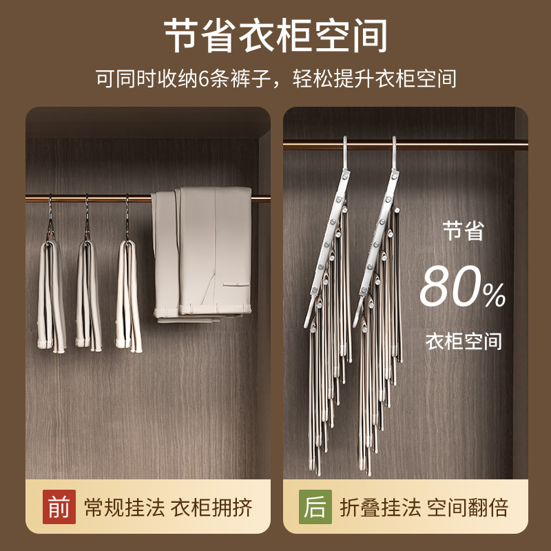 折叠裤架家用多功能魔术挂裤子衣架多层专用裤夹挂架衣柜收纳神器