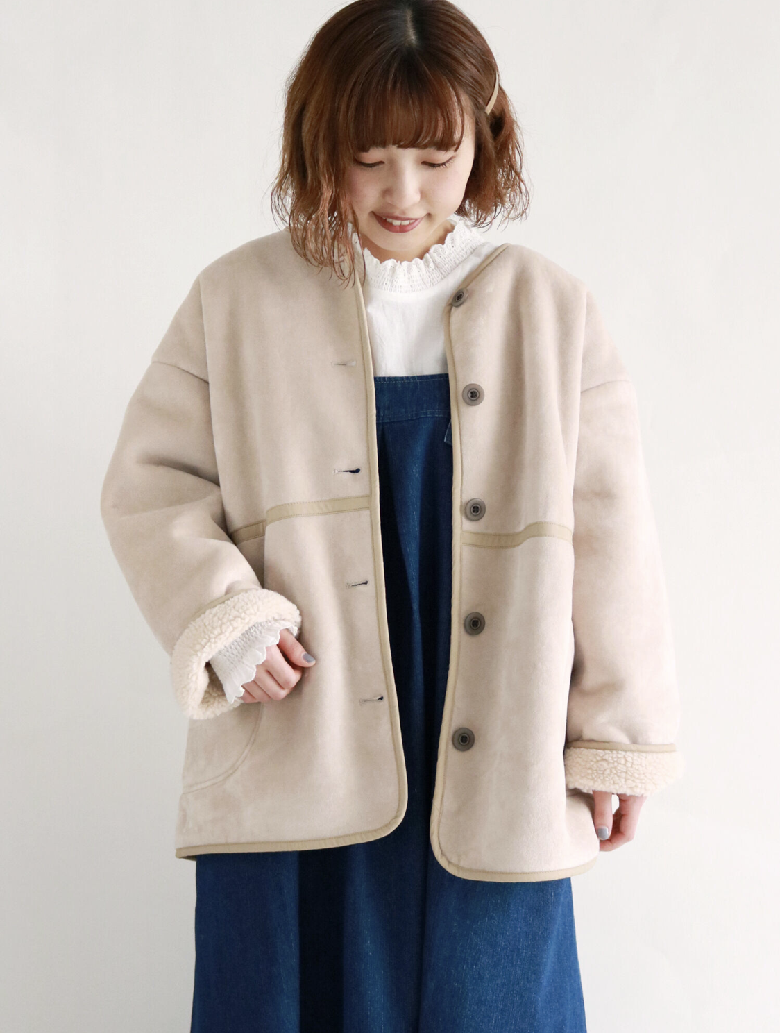 sm2森女小清新短毛绒长袖冬天外套日本原单女装-mc母婴网