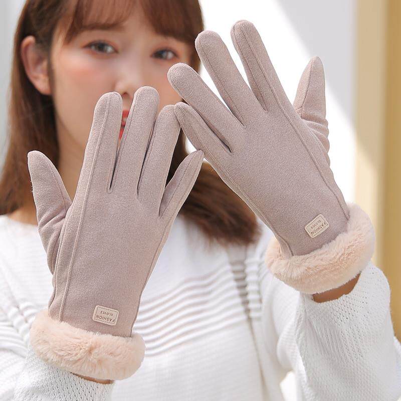 手套冬天女士ins可爱加绒加厚保暖触屏开车骑车滑雪棉手套秋冬季