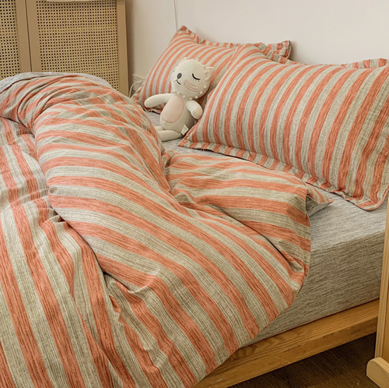 水洗棉床单三件套学生宿舍单人1.2米2被单枕套两件单件简约被套女