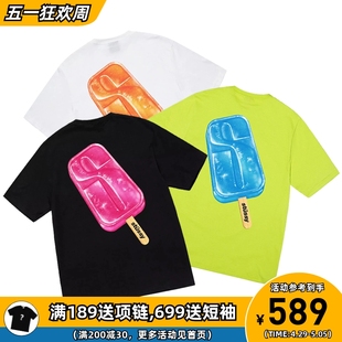 阿伦777 Stussy Popsicle 23新款美版雪糕冰激凌短袖T恤男女情侣