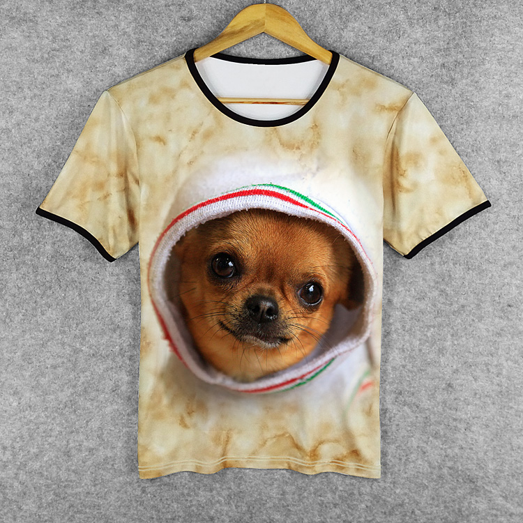 特价狗狗衣服泰迪夏装_吉娃娃带狗图案的衣服满身印花t恤3d可爱短袖男