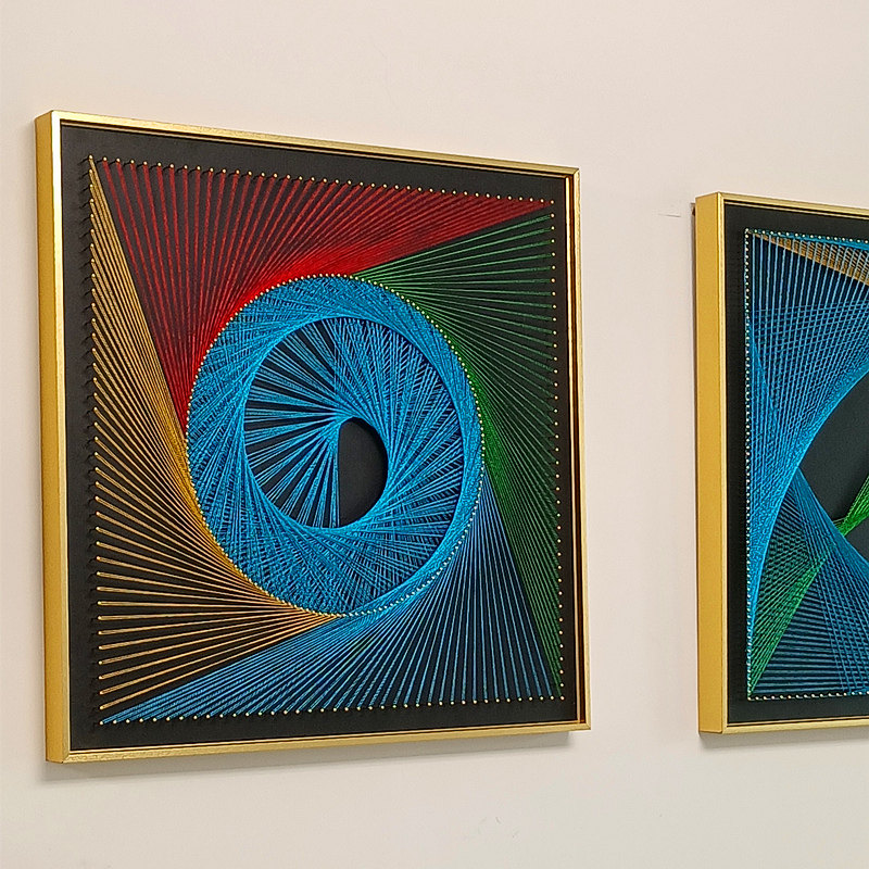 装饰画_几何图形 钉子绕线画 diy材料 弦丝手工 团建手作 客厅抽象