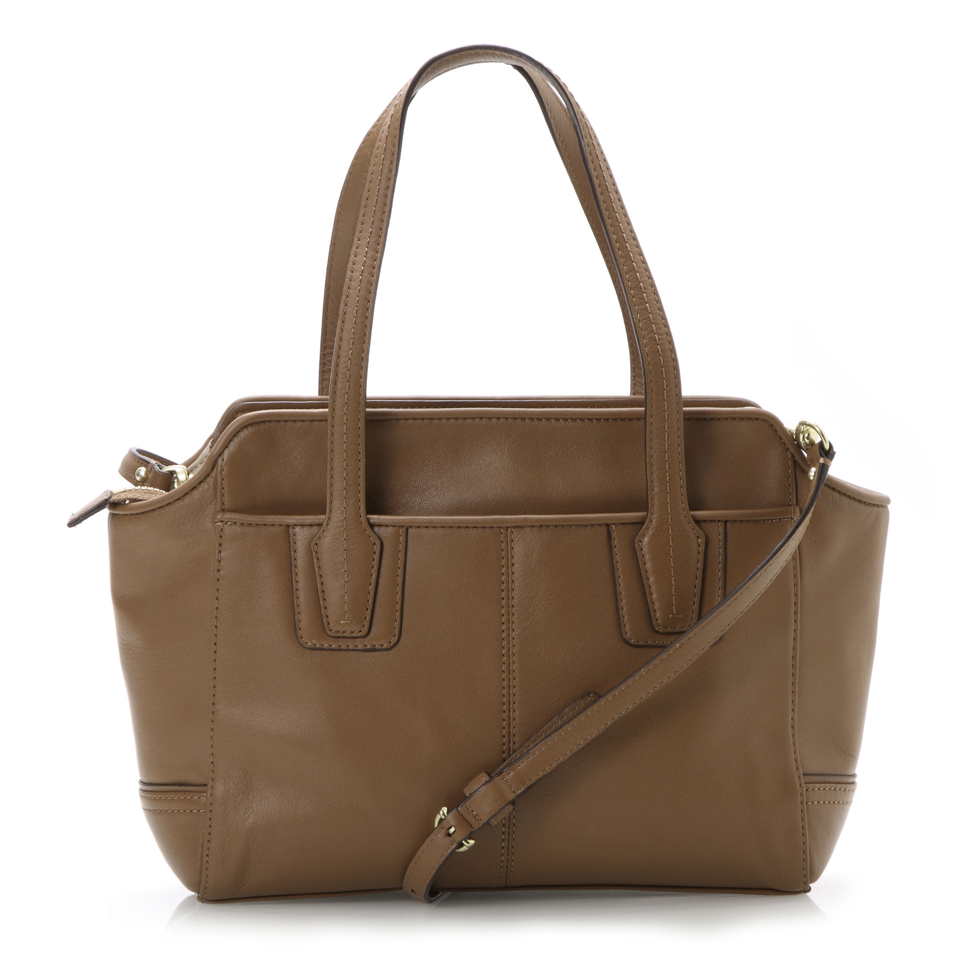 [全新]coach棕色真皮极简设计女士手提斜挎包