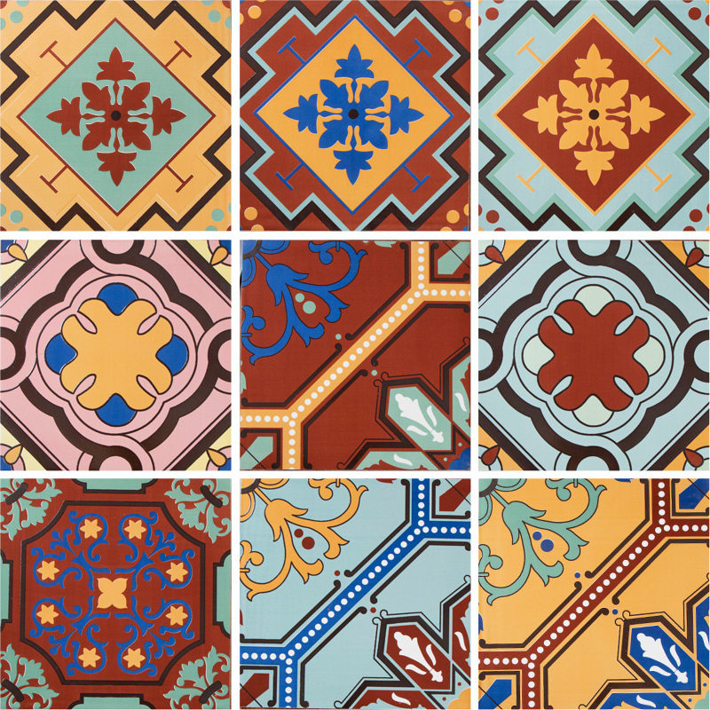 美式复古花砖300x300花片砖厨房卫生间瓷砖仿古墙砖防滑耐磨地砖