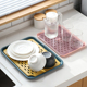 北欧麦秸秆沥水托盘塑料双层水杯沥水盘子家用客厅茶几水果盘茶盘