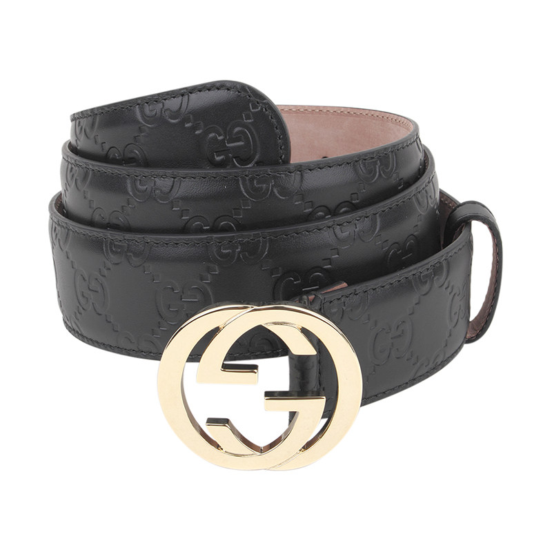 正品gucci/古奇皮带酷奇经典双g压花双g金属头古驰男士时尚腰带ss