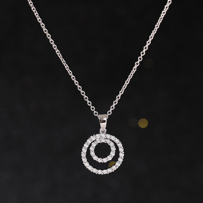 日韩情侣项链女气质网红银色圆形吊坠轻奢小众设计感个性锁骨链