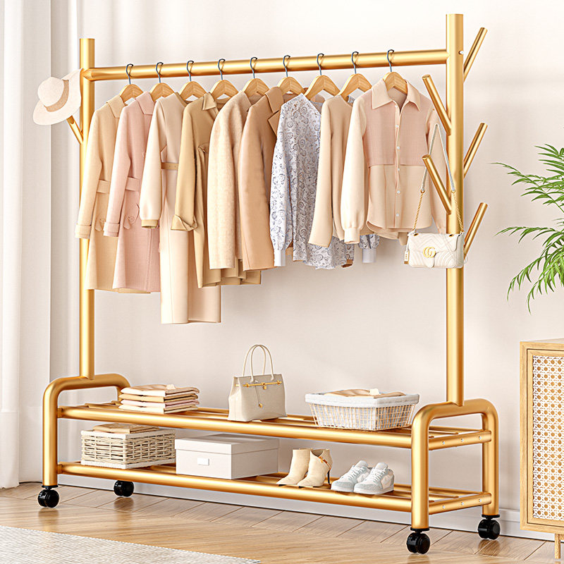 晾衣架落地卧室家用折叠室内挂衣杆阳台简易凉衣帽宿舍晒衣服架子