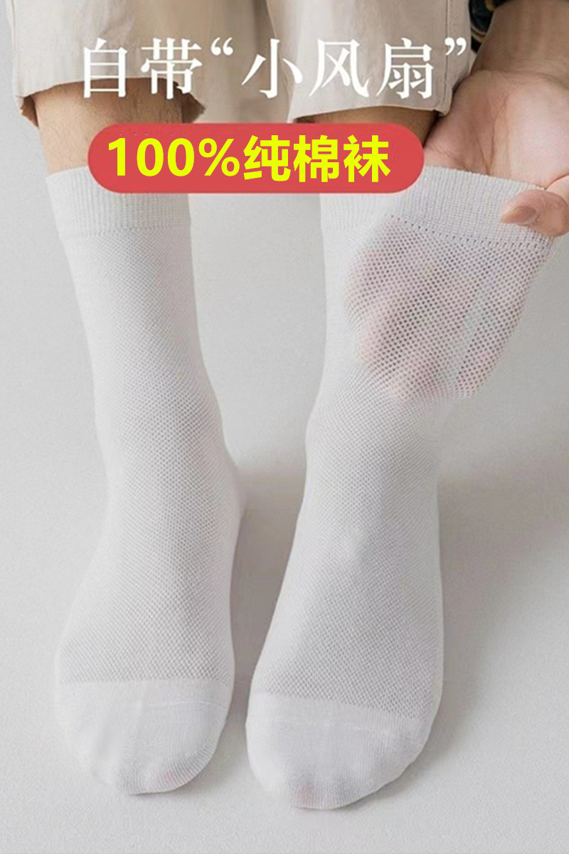 袜子女夏季超薄款网眼中筒袜100%