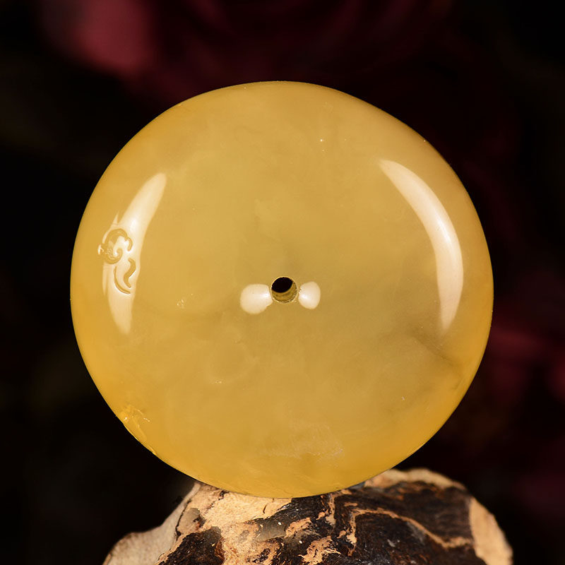 20g 【波罗的海】天然蜜蜡 黄蜜平安扣福如意挂件 淡雅鹅黄 h1553