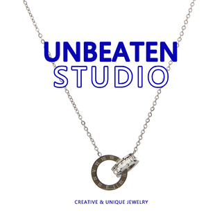 UNBEATEN简约罗马双环项链女ins小众设计高级感锁骨链钛钢不掉色