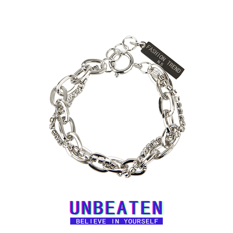 UNBEATEN双层叠戴水钻手链i