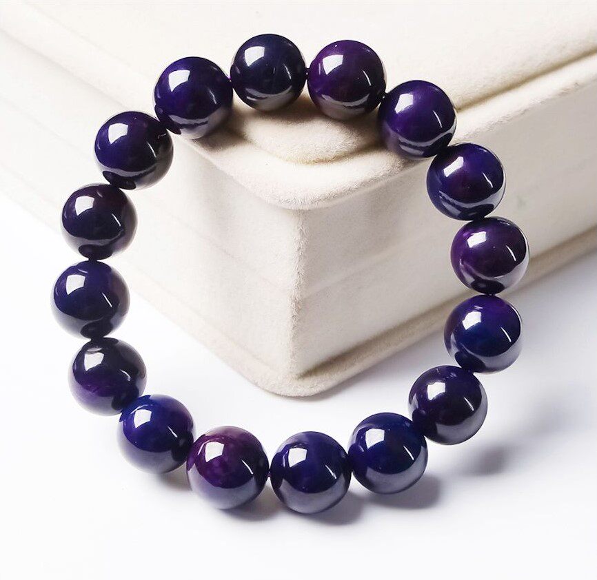 珍藏级 大颗粒老料皇家紫舒俱来手链 紫润 质地细腻 14mm