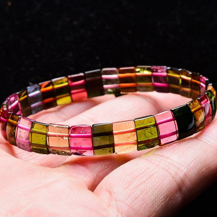 收藏级 玻璃体天然碧玺手排 色泽油艳