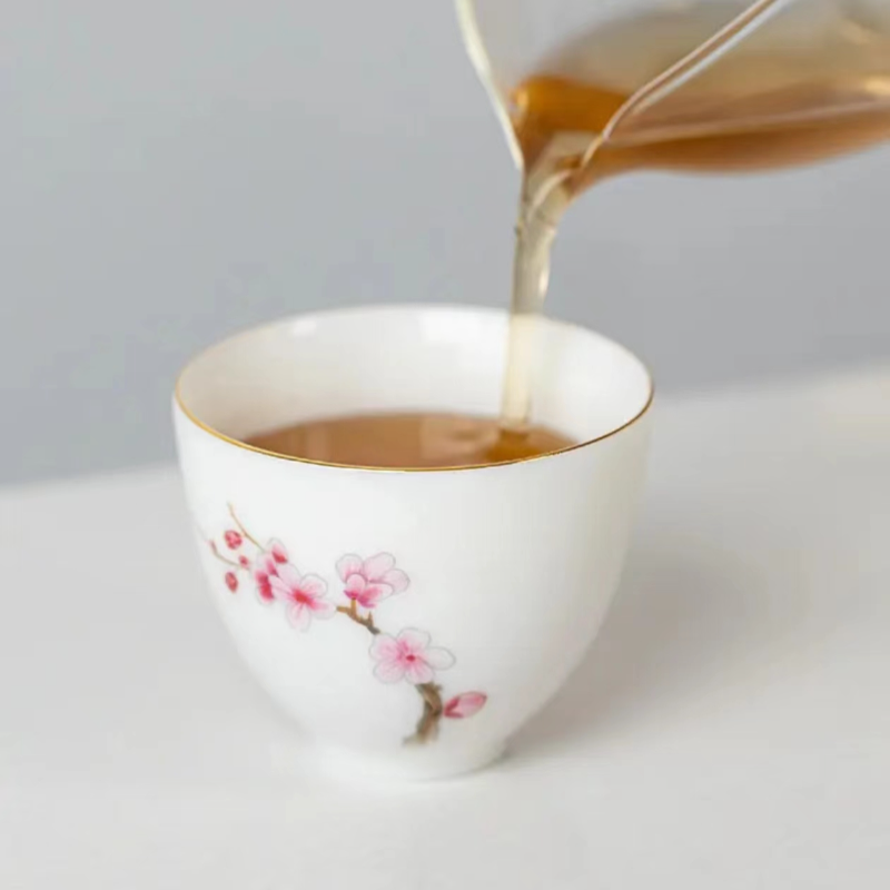 茶杯主人杯桃花泡茶品茗杯喝茶杯一口杯个人单杯茶杯陶瓷功夫茶杯