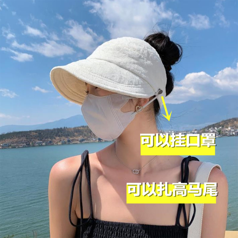 夏季泡泡纱空顶鸭舌帽子女户外透气百搭显脸小时尚防晒遮阳帽薄款