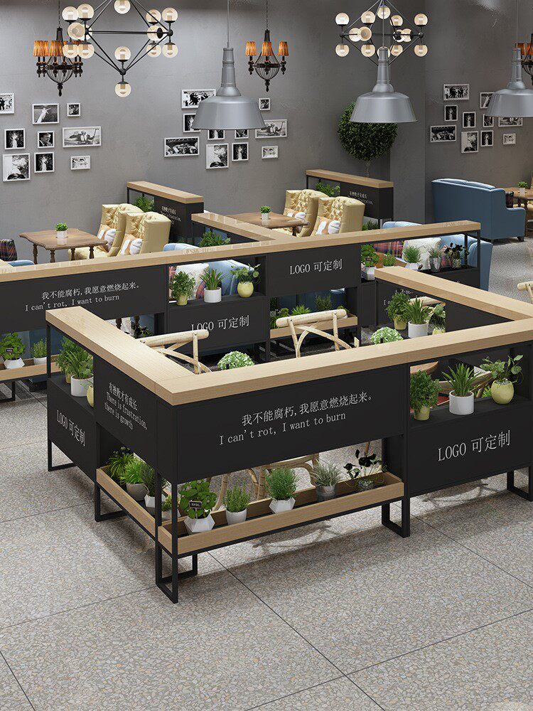 屏风矮隔断花架铁艺餐厅过道装饰护栏酒吧半截绿植奶茶店卡座围栏