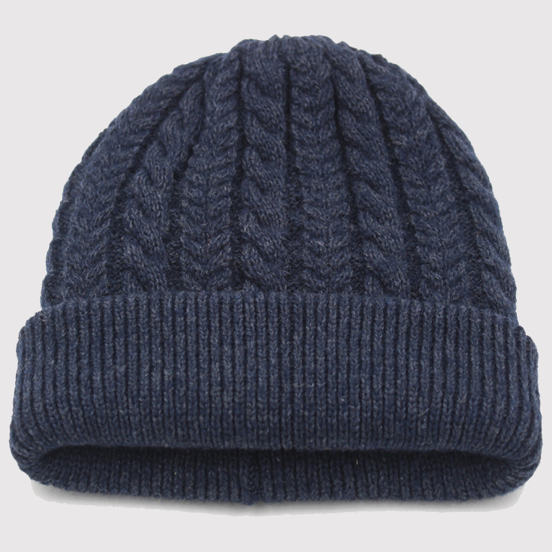 男士冬季毛线混纺加厚毛线帽中老年帽子套头护耳针织保暖帽老人帽