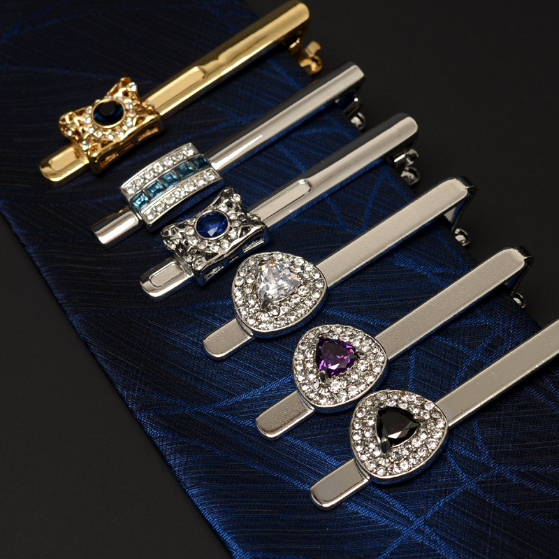 顿河水晶领带夹子钻领夹男士结婚西装衬衫配饰领夹扣金色银色