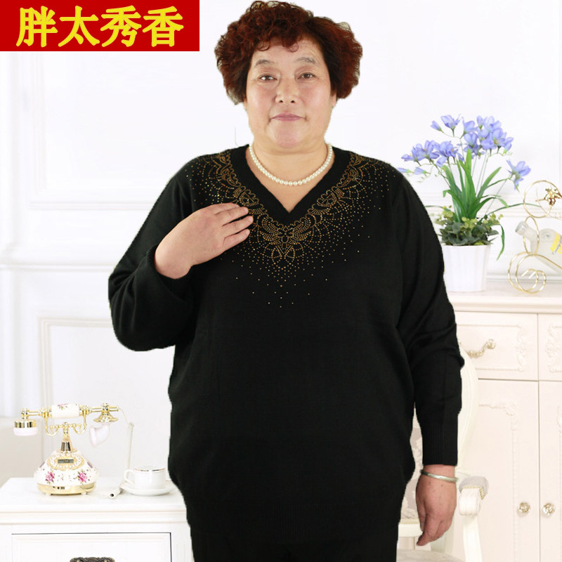 250斤中老年毛衣妈妈装加大码女装加肥加大套头针织衫胖mm羊毛衫