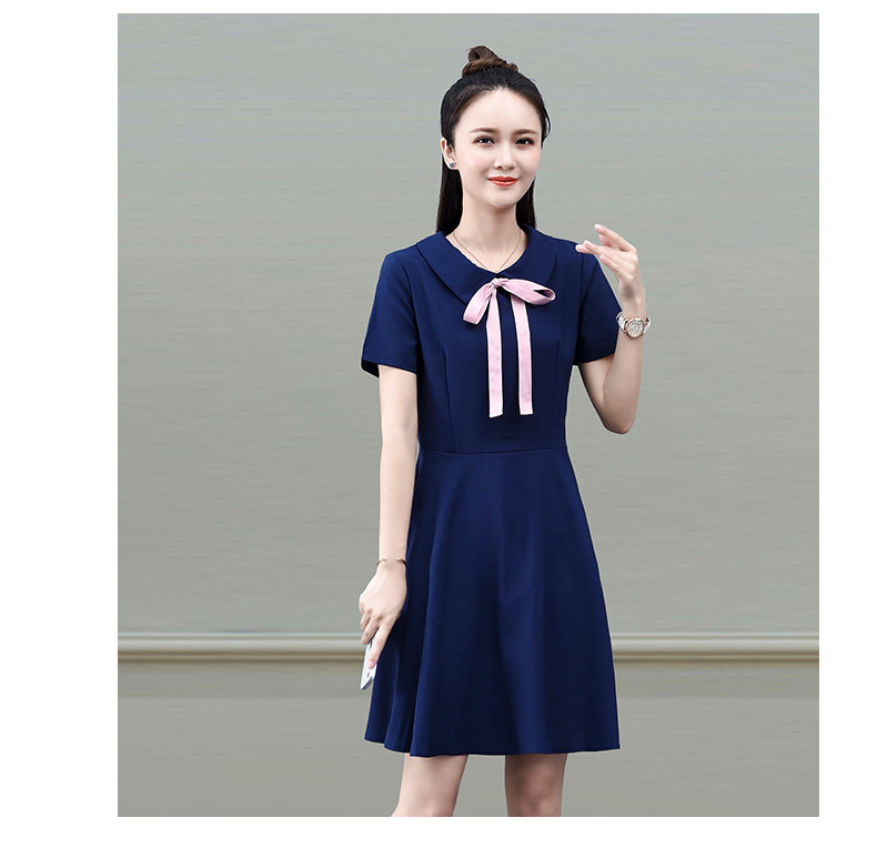 夏装针织全棉短袖职业女装幼儿园教师园服员工活动幼师班服连衣裙