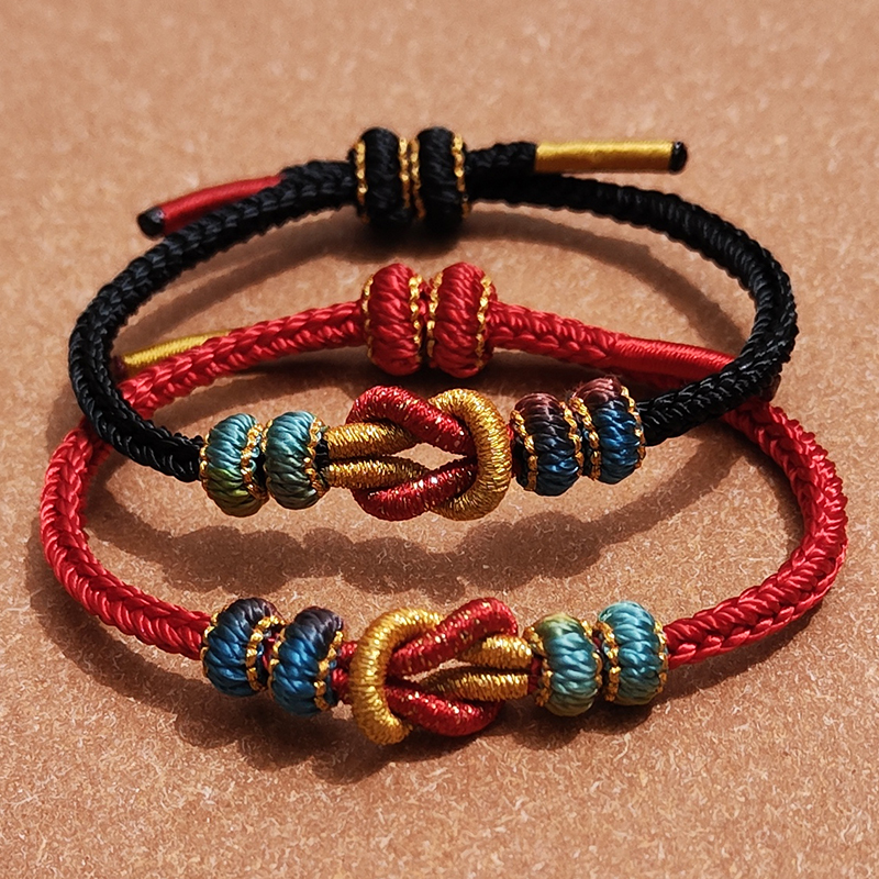 莫相手工编织手绳可穿珠牵手红绳成品