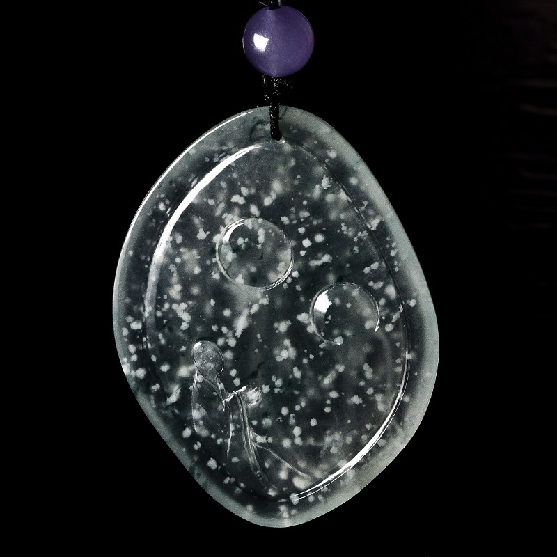 收藏级老坑冰种雪花棉意境翡翠禅悟挂件 19.69g