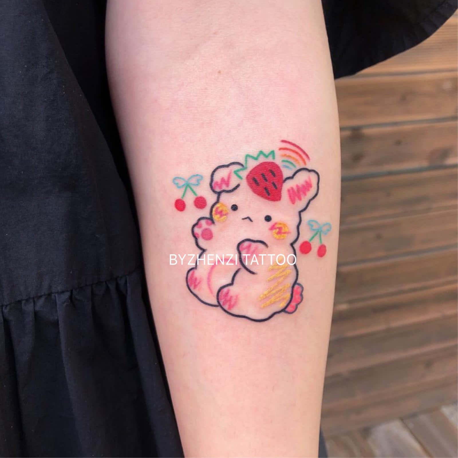 byzhenzi榛子本铺韩风ins卡通可爱童趣兔子草莓少女防水纹身贴