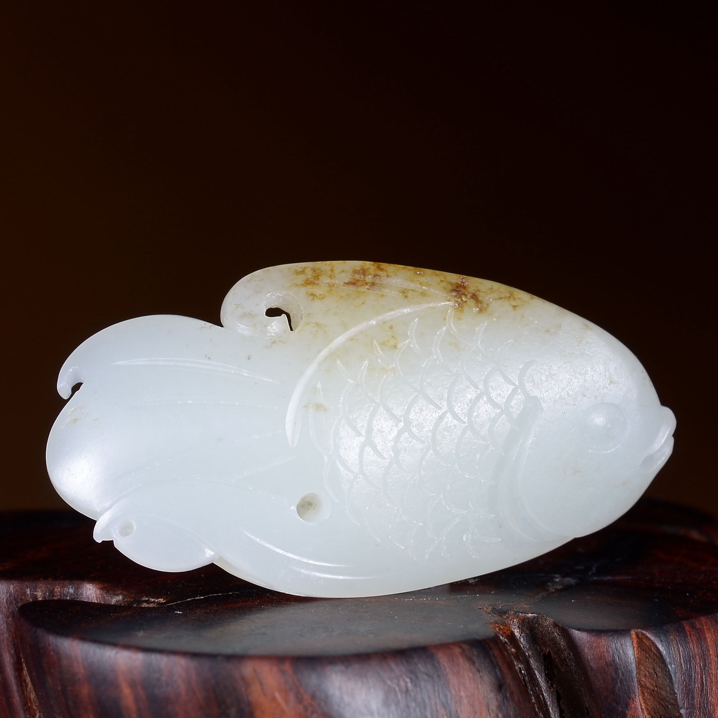 苏工 和田玉黄沁皮籽料鱼挂件 连年有余 18g