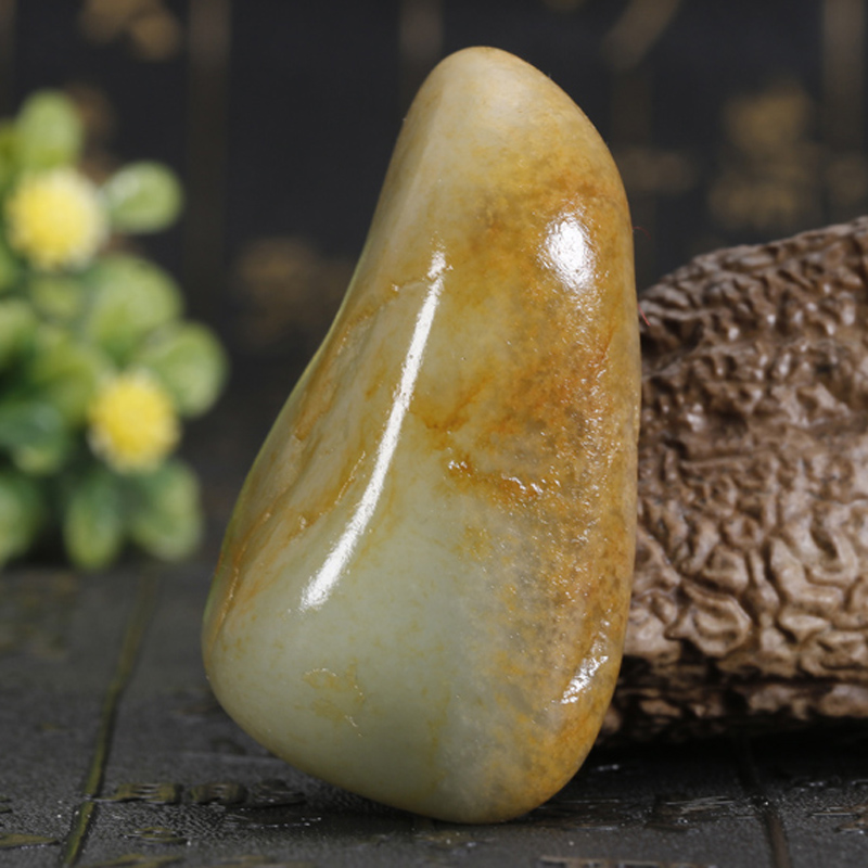 千尺山新疆和田玉黄皮籽料原石手把件原皮原籽把玩件玉石87克包邮