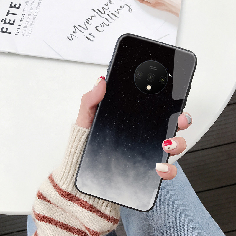 一加7t手机壳1 七t男女款一加7tpro钢化玻璃pro个性创意冷淡ins风镜面