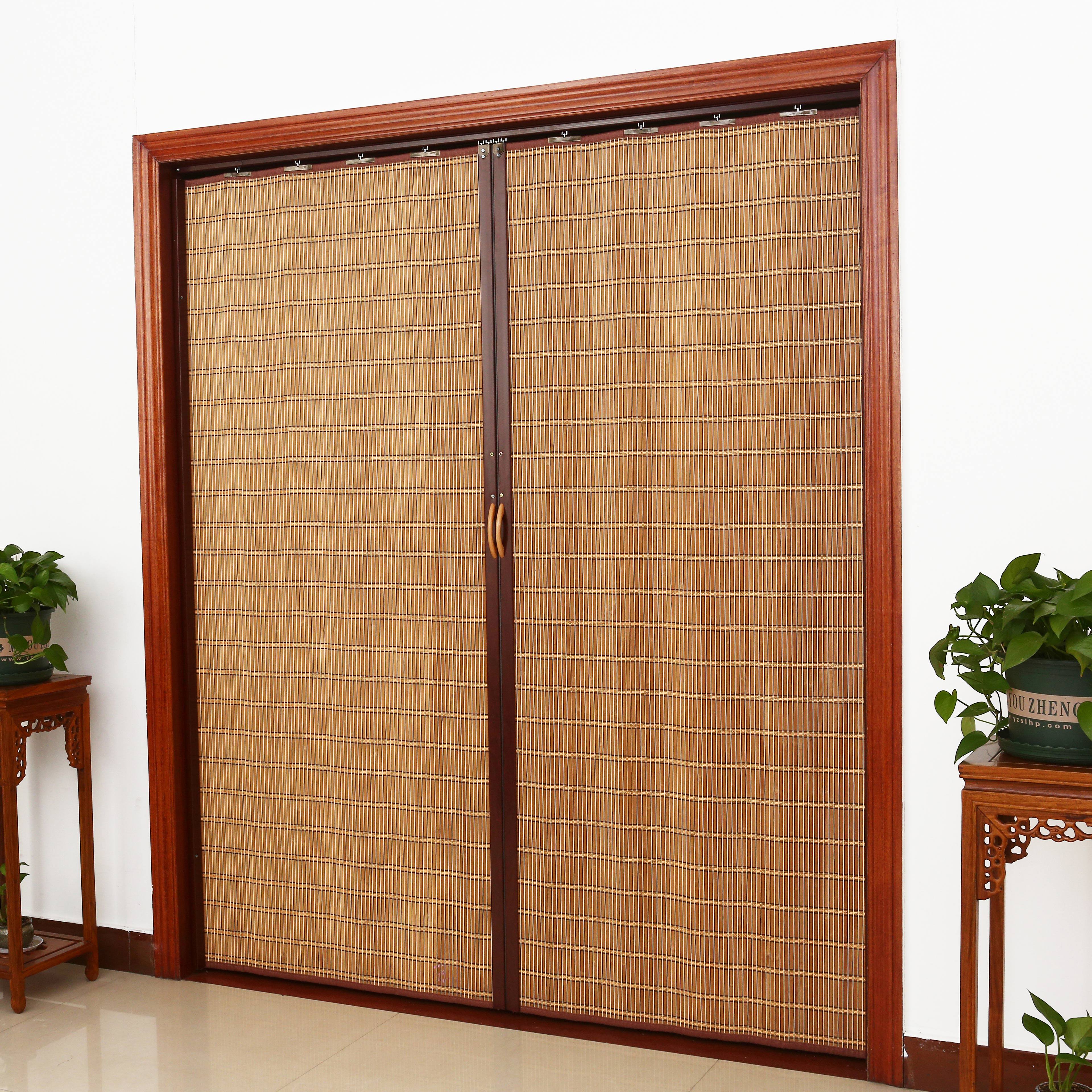 一折竹帘子_竹帘子门帘折叠推拉门家用卧室简易门客厅隔断帘商铺门帘