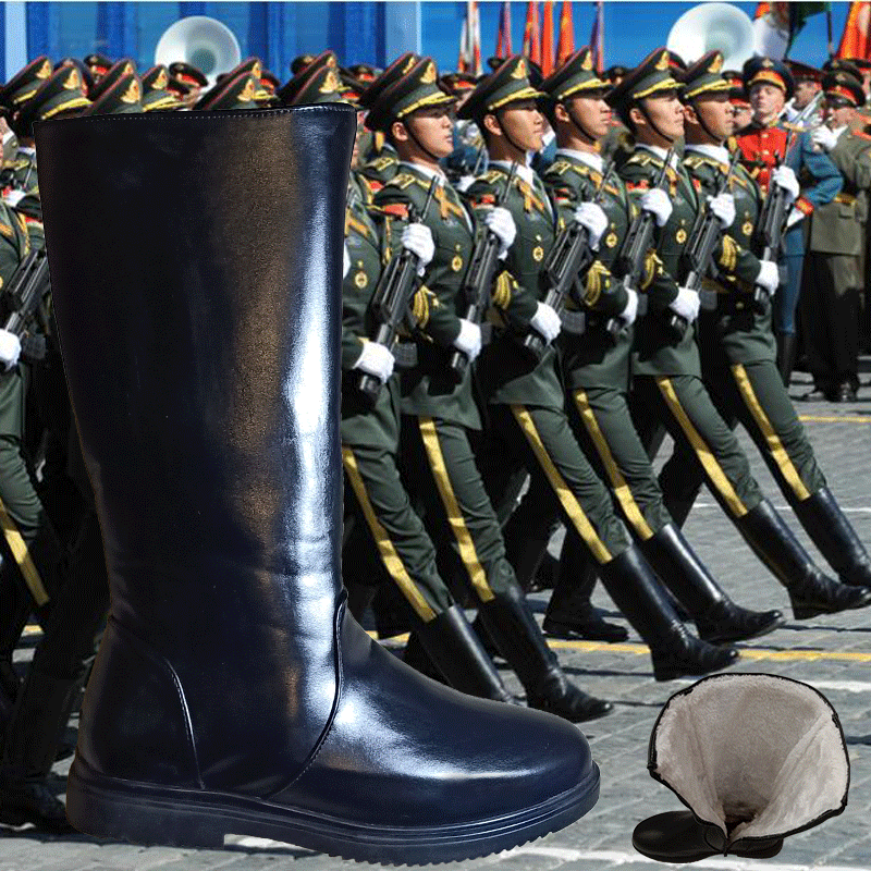 男士皮靴高筒仪仗队阅兵靴长筒大额优惠券