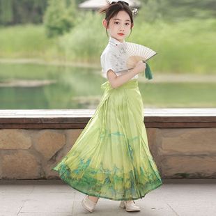 女童马面裙夏款儿童汉服古装超仙连衣裙中国风唐装小女孩古风套装