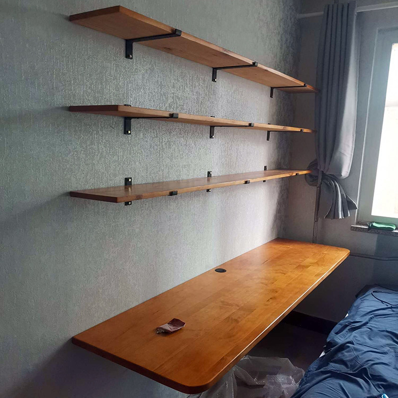 全实木壁挂书桌一字挂墙桌隔板写字台电脑桌吧台桌家用办公学习桌