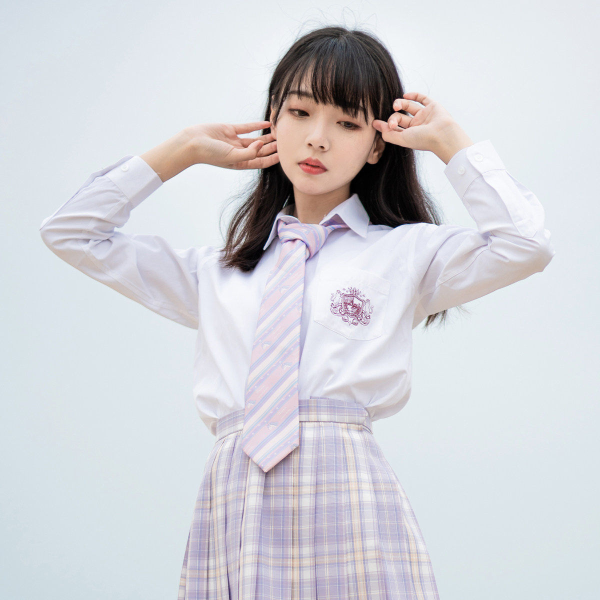 制服放学后的正统jk女士刺绣衬衫工作服