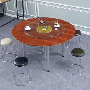 实木大圆桌面圆形可折叠桌子12人家用带转盘酒店饭店餐桌