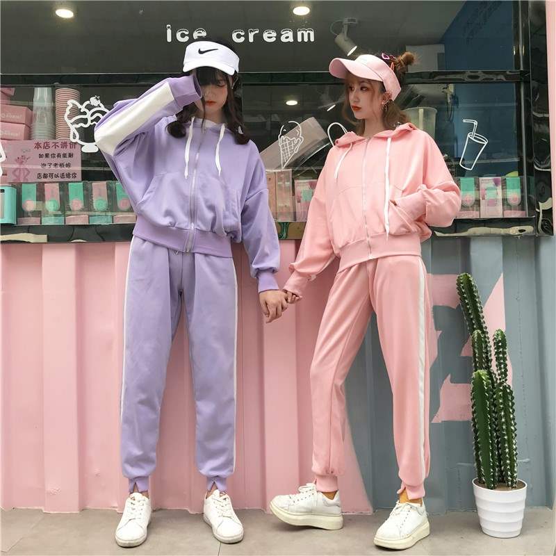 2019秋季新款套装女韩版宽松学生休闲时尚显瘦运动闺蜜装两件套潮在类目 女装/女士精品, 套装/学生校服/工作制服, 休闲运动套装中 - 来自Buy2taobao.com提供专业的淘宝代购服务