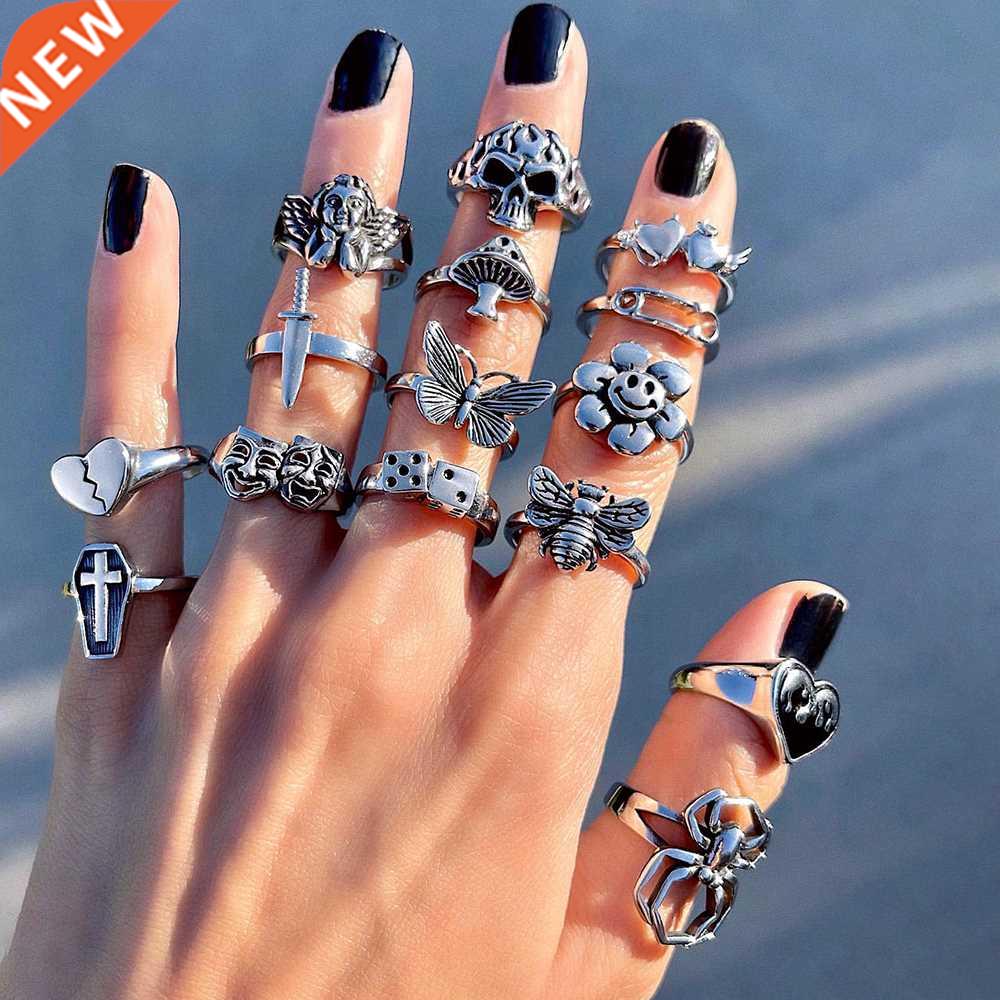 Lost Lady Stylish New Skull Heart Flower Angel Rings for Wom