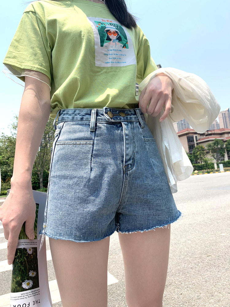 牛仔短裤女2019夏季新款外穿高腰显瘦网红泫雅同款超火cec热裤 潮