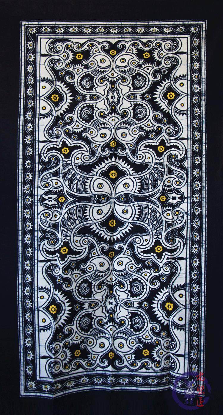 蜡染苗族服装面料桌布门帘手工手工制制作壁画170cm苗族蜡染