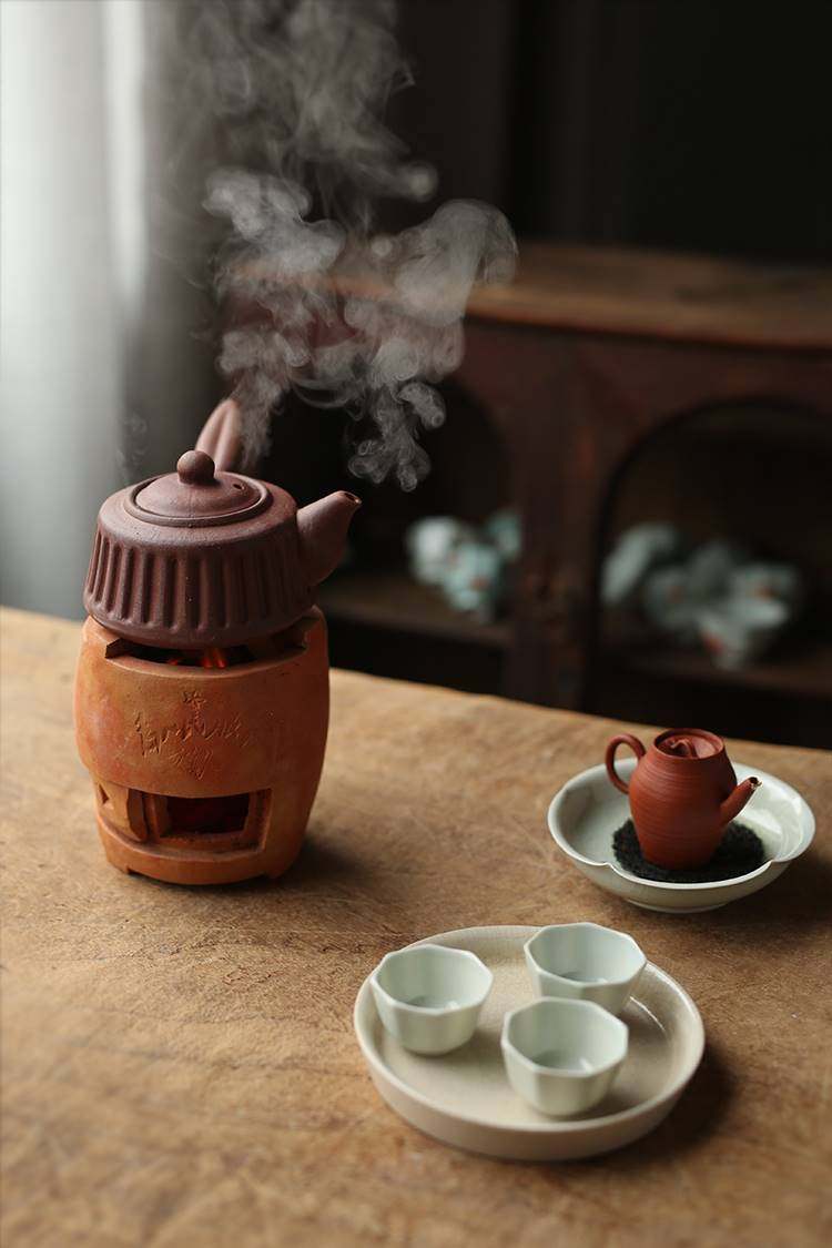文革老物件红泥炭炉古朴凉炉橄榄碳煮茶炉砂铫煮水急须壶泡茶器