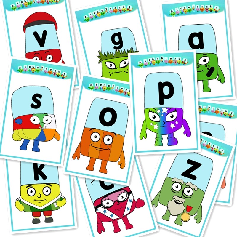 新品字母积木alphablocks动画游戏教具海报26英文卡片自