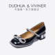 DUOHUA & VIVINER/DV新款满钻蝴蝶结黑色甜酷风玛丽珍鞋女