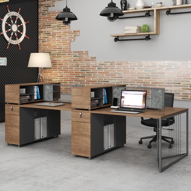 办公桌简约现代工业风职员桌4人办公室桌子创意员工办公桌椅组合